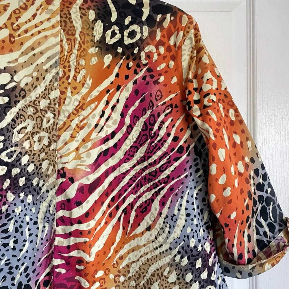 Patrick Christopher Women’s Vintage Rainbow Multicolor Zebra Print Blazer - 1X - Picture 7 of 10